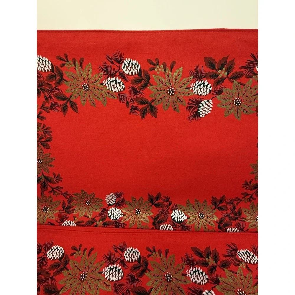 Fallani & Cohn Poinsettia & Pine Christmas Cloth‎ Placemats Reversible VTG Set 4